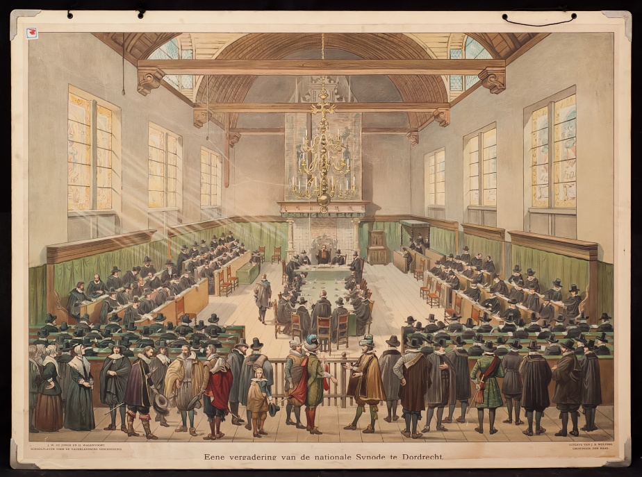 Een vergadering van de Nationele Synode te Dordrecht, 1619.